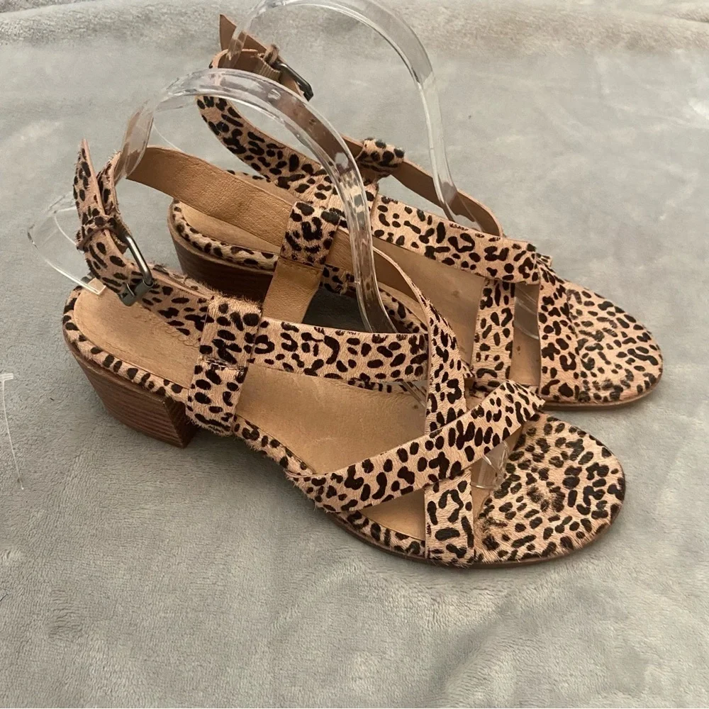 Madewell The Alyssa Sandal in Spotted Calf Hair leopard cheetah strappy - Picture 2 of 8